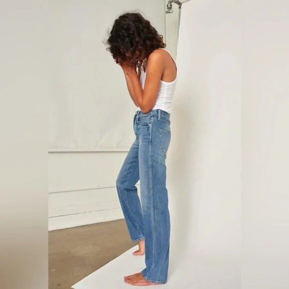 AMO Cora High Rise Straight Leg Button Fly Jeans in Crescent Sz 30 - Picture 4 of 13